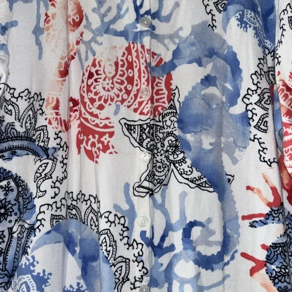 Christopher & Banks Unique Sea-life Print Cardigan Lightweight Sz M cotton - Picture 4 of 14